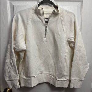 Madewell White Quarter-Zip Sweatshirt
